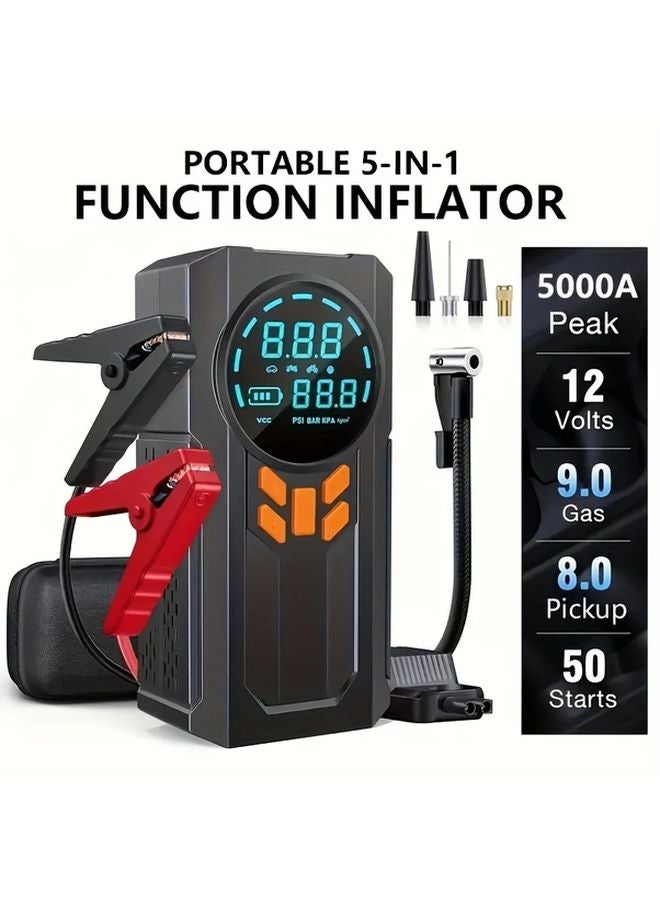 Type A 5 In 1 Cordless Emergency Jump Starter Air Pump 150PSI 5000A 12V Portable Car Battery Booster - Image 1